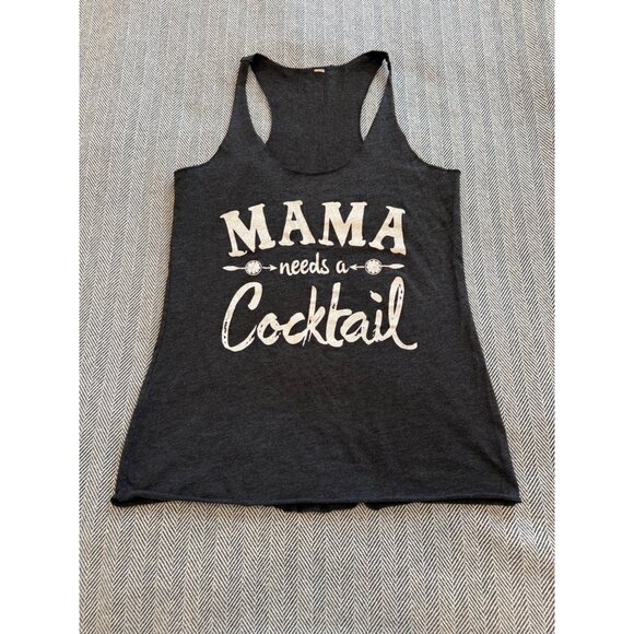 Mama Needs A Cocktail Womens Racerback Tank Top Sleeveless Graphic Tee Charcoal - Picture 1 of 4